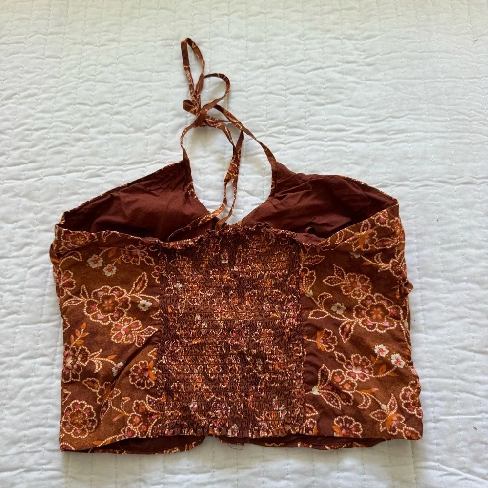 J. Crew Brown and Orange Cropped Top